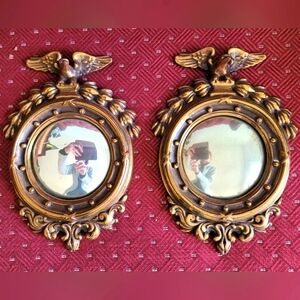 Pair of Antique/Vintage Federal Eagle Convex Mirrors